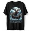 Retro Moose T Shirt Full Moon Mountain Forest Wildlife Nature Alaska  Vintage Washed Designer Clothes Breathable Stylish Unisex
