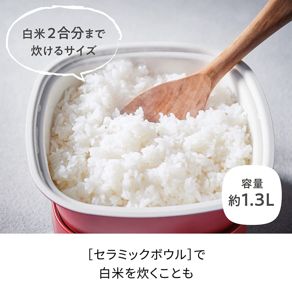 Recolte Pot Duo Carre Electric Pot Tabletop Pot For Living Alone Cream White 5-in-1 (Boiling, Cooking, Baking, Steaming, Deep-frying) 1.3L RPD-4(W)