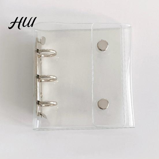 A8 Binder Notebook Scrapbook Mini 3-Ring PVC Clear Cover with Colorful Inserts Portable Planner Closure Photo Album Card Organizer for Journaling High