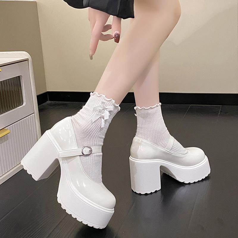 Fashion New Brand Women Mary Janes Lolita Shoes Chunky Platform High Heels Shoes Autumn 2024 Fashion Sexy Pumps PU Leather Party Shoes