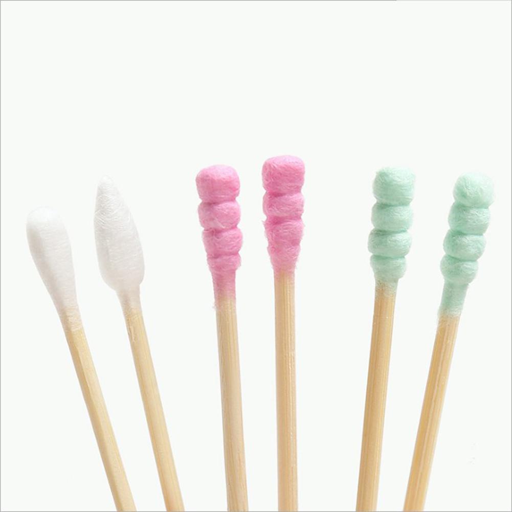 Confezione da 100 pezzi Tampone di cotone a doppia punta Donne Trucco Cotoni per pulizia naso orecchie Cura della salute
