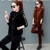 Women's 2023 Fleece-Lined Gold Velvet Three-Piece Casual Sportswear Set