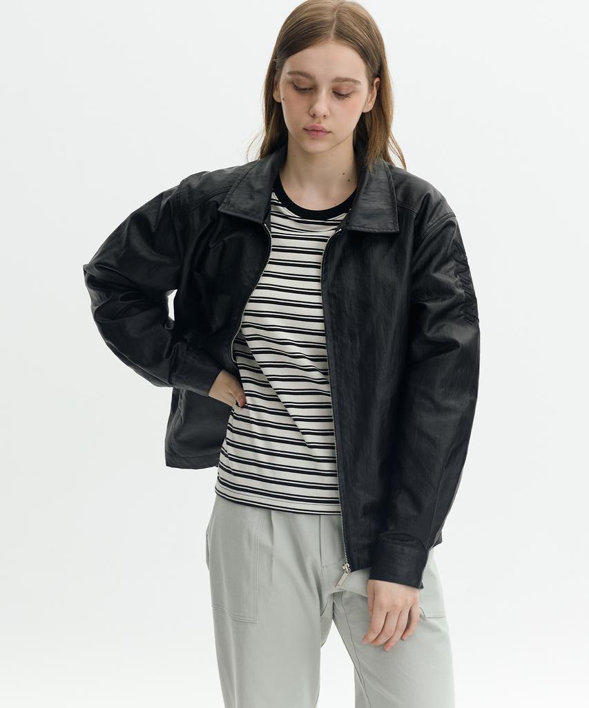 Kruxh Crushed Coated Blouson Jacket Oil Black