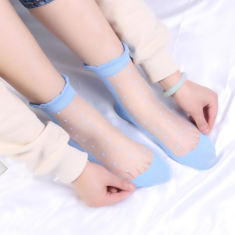 Female Spring and Summer Thin Fashionable Breathable Glass Silk Rose Crystal Stockings