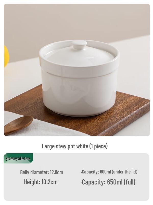 Zhao Ran 650ml Ceramic Double Boiler Stew Pot with Lid
