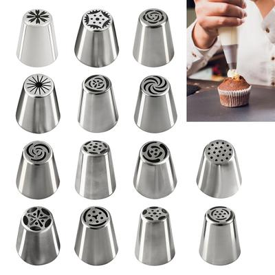 Piping Tips Russian Cake Frosting Nozzles Set Stainless Steel Floral Cake Decorating Tools for Wedding Birthday Desserts Cookies Icing Dispensers