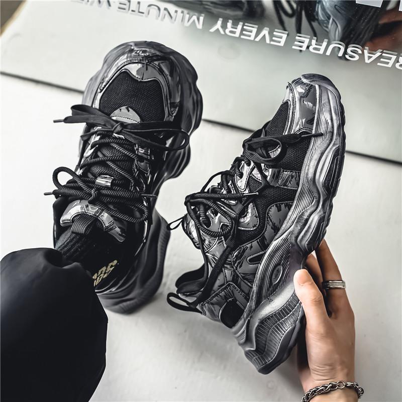 

Кроссовки на толстой подошве с удобными сетчатыми вставками 2024 Новая осень Мужская повседневная обувь Модные легкие уличные дышащие мужские туфли 39 чёрный
