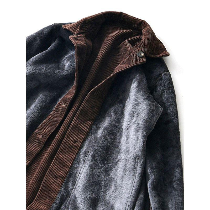 Winter Chinese-Style Retro Fleece-Lined Thickened Jacket Men's Corduroy Cotton Coat Warm Cotton-Padded Jacket Chinese Style Cotton-Padded Jacket