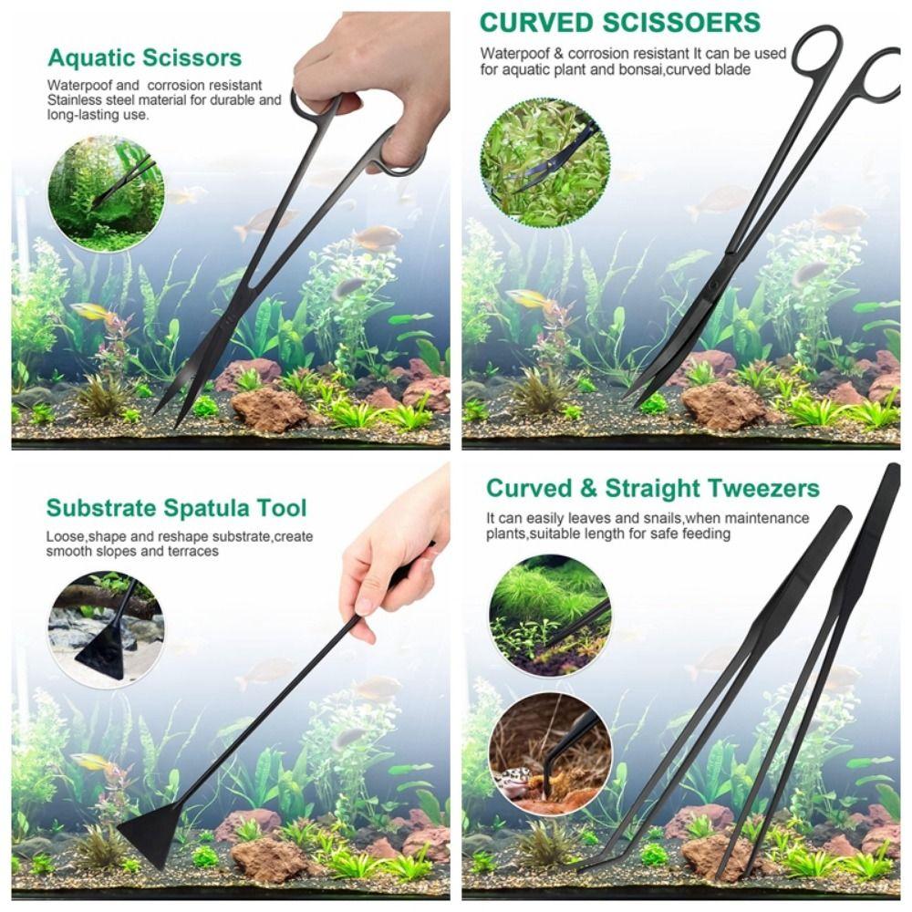 3/4/5Pcs Durable Aquascape Tools Kit Fish Tank Scissor Tweezers Tool Landscaping Equipment