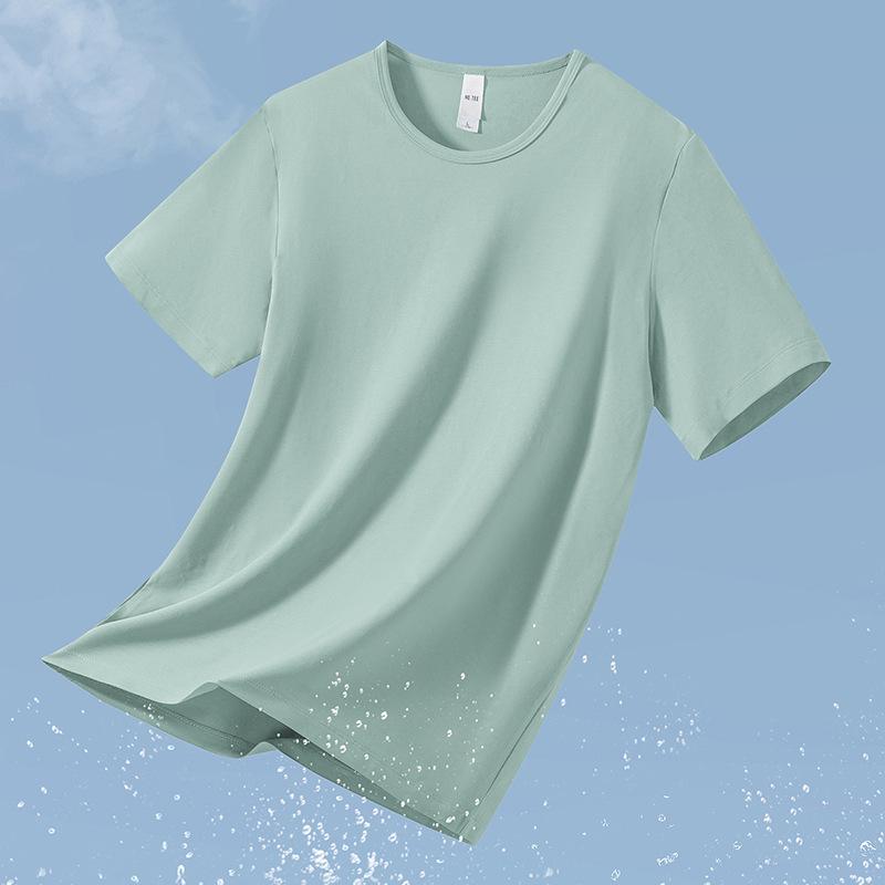 Men s Antibacterial Quick-Dry Modal T-Shirt - Round Neck, Short Sleeve, Plain Color, Ice Silk, Cool Feel. S
