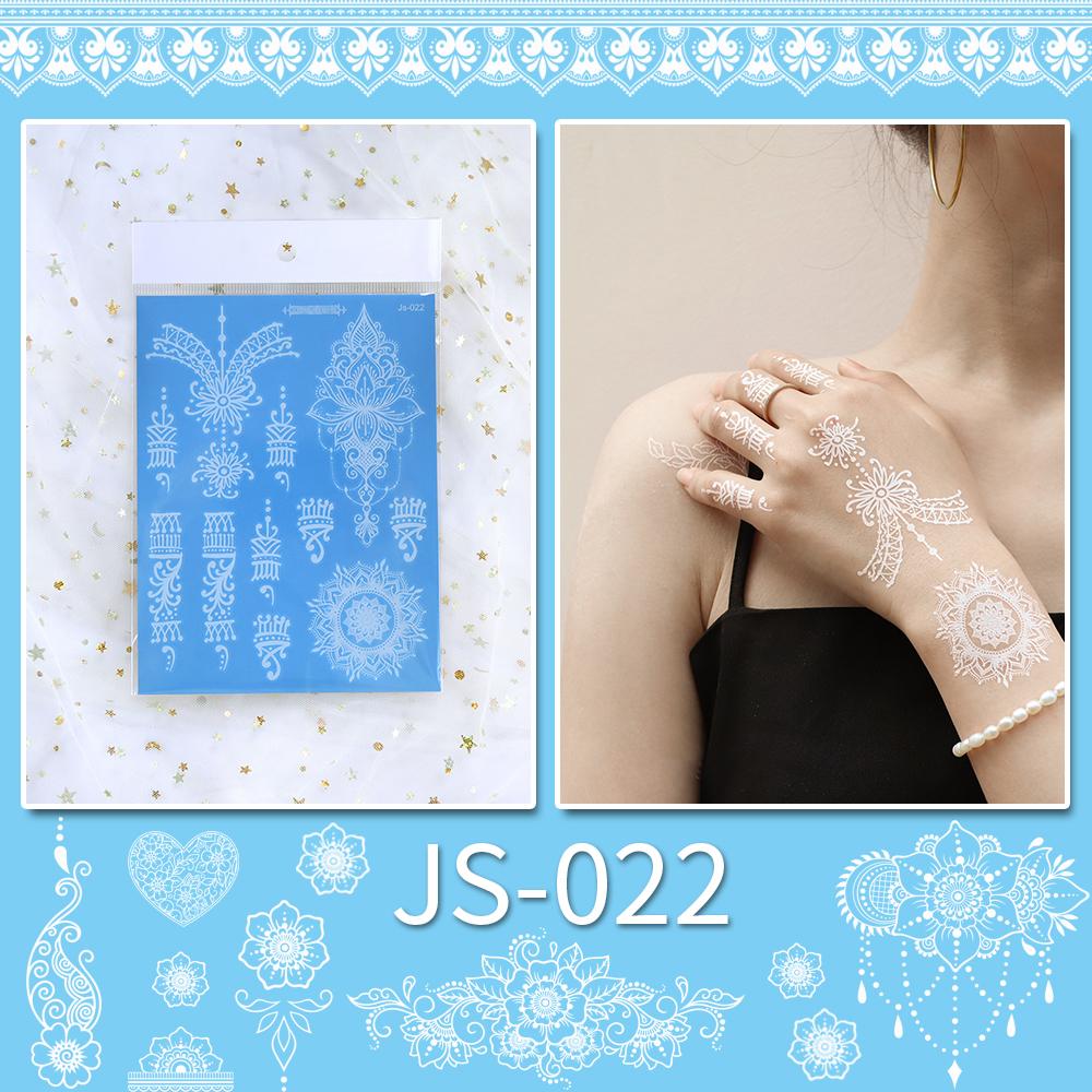 

1 лист, водостойкая белая хна, временные татуировки, наклейки, кружевные цветы, мандала, татуировки для свадебной вечеринки, праздничные временные татуировки