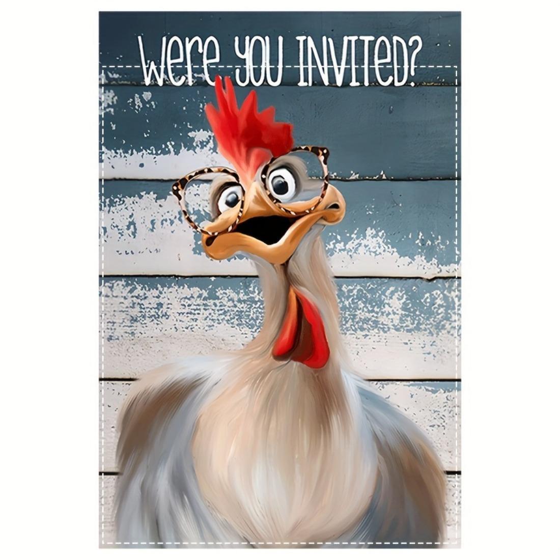 

Садовый флаг Вас пригласили Сумасшедшая курица, Смешной декор для дома, лужайки, заднего двора, Погодоустойчивая вывеска для фермерского двора белый