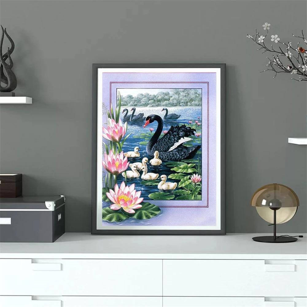 Pittura diamante Animale Uccello Punto croce Diamante Ricamo Cigno Mosaico Strass Immagine Home Art
