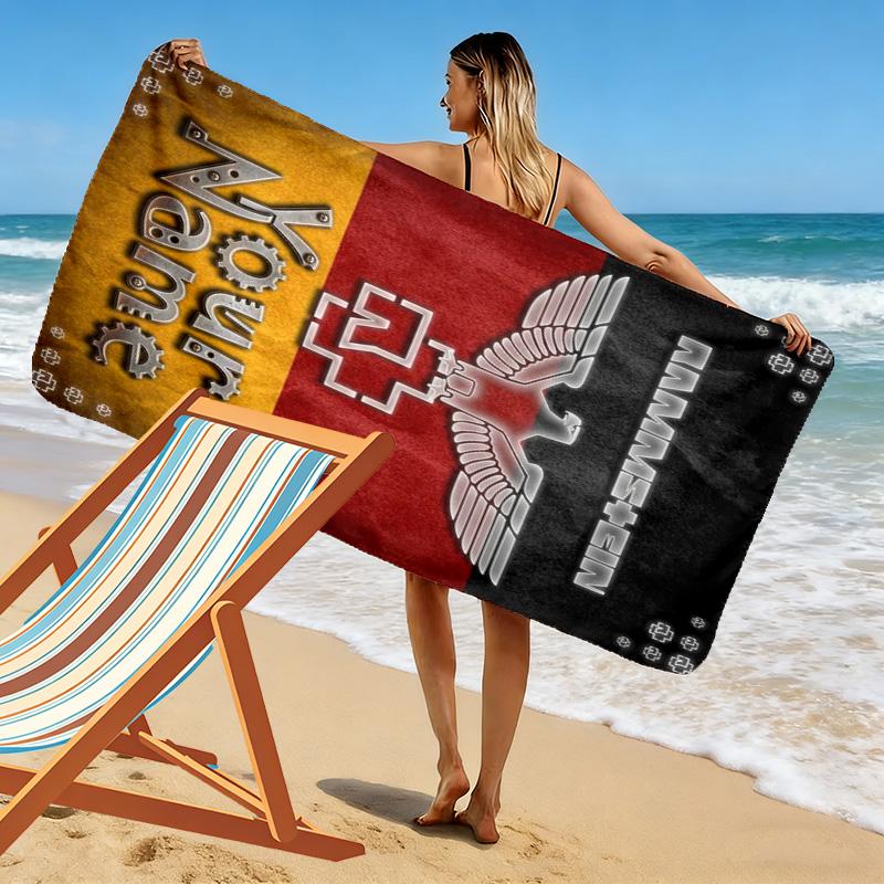 Name Custom German-language Band Print Beach Towel, Large Soft Quick Dry Towel for Beach Camping Swimming