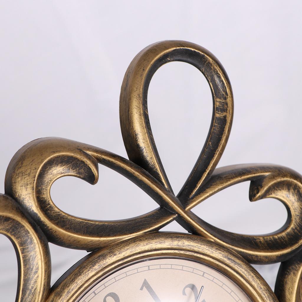 10 Inch European Vintage Wall Clock Hollowed-Out Design Non-Ticking Decorative Timepiece for Bedroom Living Room Hallway