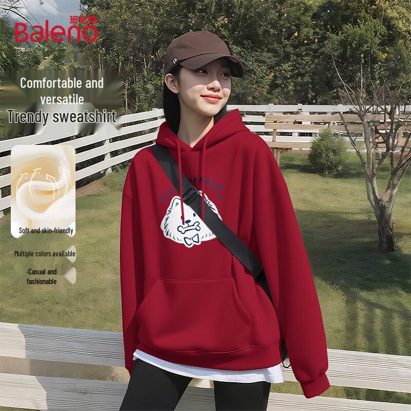 Baleno Women's Loose Fit Hooded Sweatshirt with BNL Dog Graphic