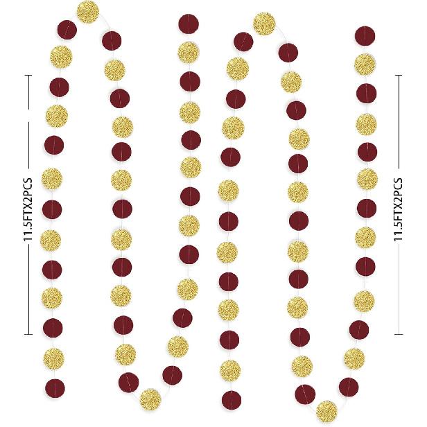 Maroon Gold Graduation Decorations 2026/Burgundy Gold Birthday Decorations Triangle Bunting Banner Burgundy Wedding Fall Bridal Shower/USC Graduation