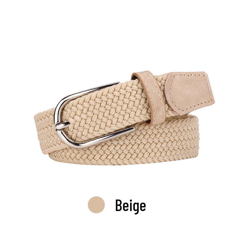 Women’s Punch-Free Elastic Belt: Versatile Canvas with Pin Buckle for Students