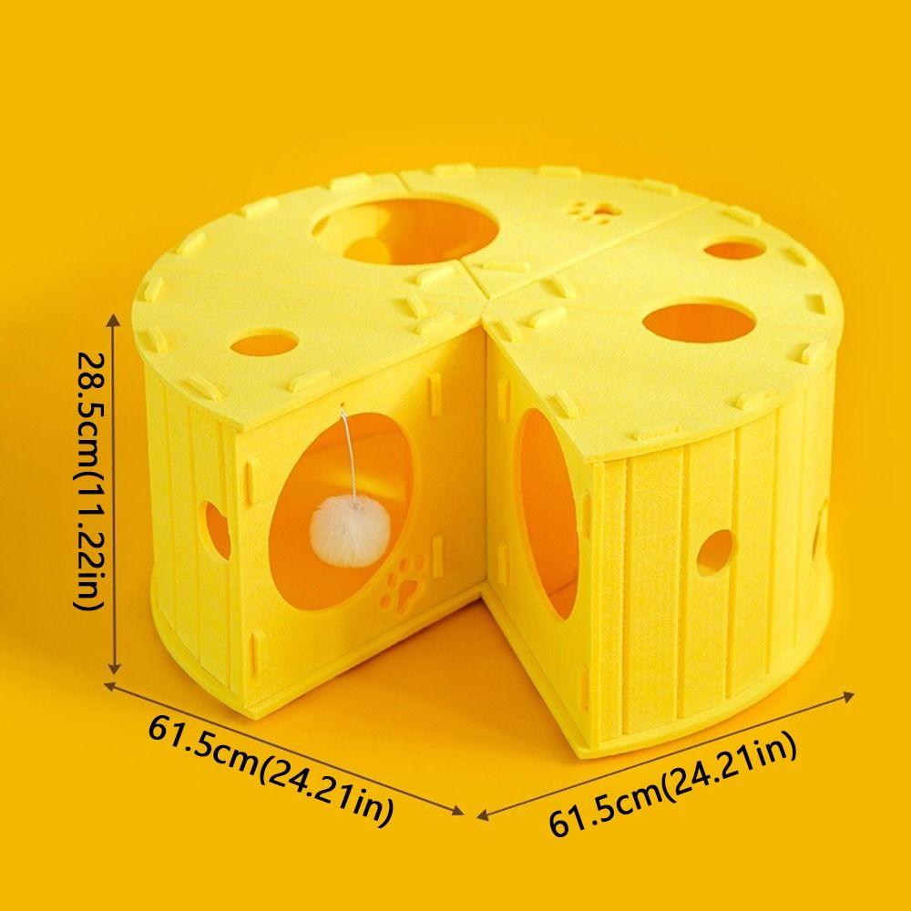 Cama Tunnel de Queso Desmontable Resistente al Desgaste Casa de Queso para Gatos Cama para Gatos de Fieltro que no Suelta Pelo para Gatitos