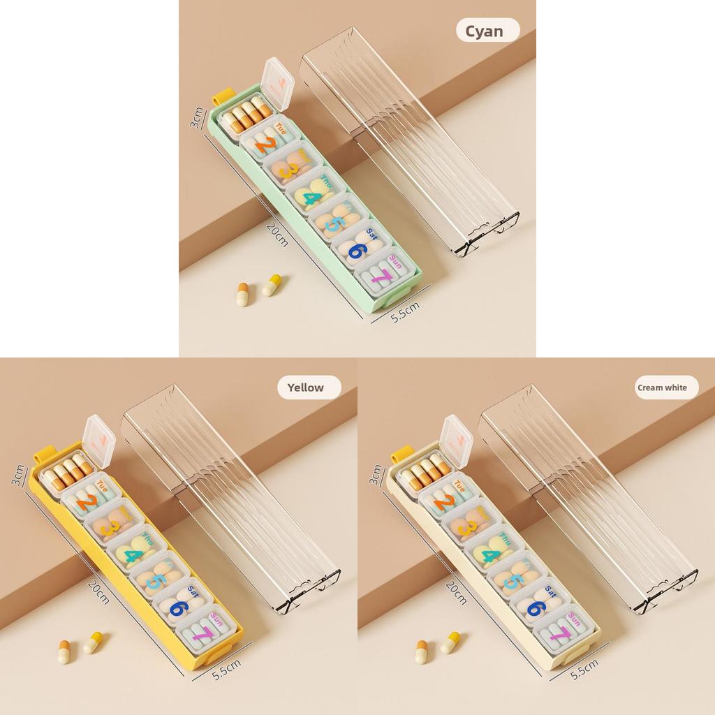 Portable Sevenday Plastic Medication Organizer With Sealed Compartments For Travel And Daily Use