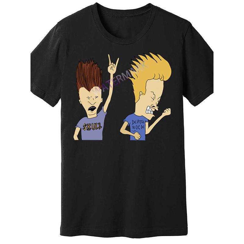 Allseason Apparel Men's Beavis & Butt-Head Retro Cartoon Print T-Shirt - Black Relaxed Fit Short Sleeve Tee, Soft Machine-Washable Fabric,