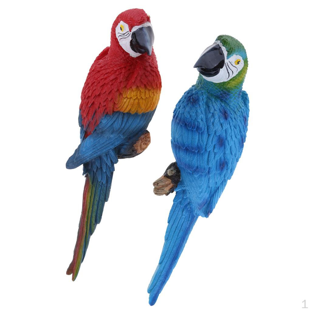 

Set of 2 Parrot Statue Sculpture Decor for