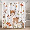 Cartoon Animals Shower Curtains Fox Deer Floral Autumn Plant Mushroom Bath Curtain Polyester Fabric Bathroom Decor With Hooks