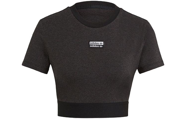 Adidas Originals Crop Tops Women s Metallic Black Crew Neck Moderate GN4324 30