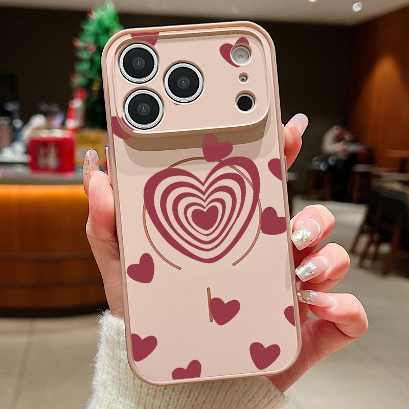 Lovely Hearts Pattern Case For iPhone 17 Pro Max Funda iPhone 16 15 14 13 Pro Max Magnetic For Magsafe Hybrid Slim Matte Cover