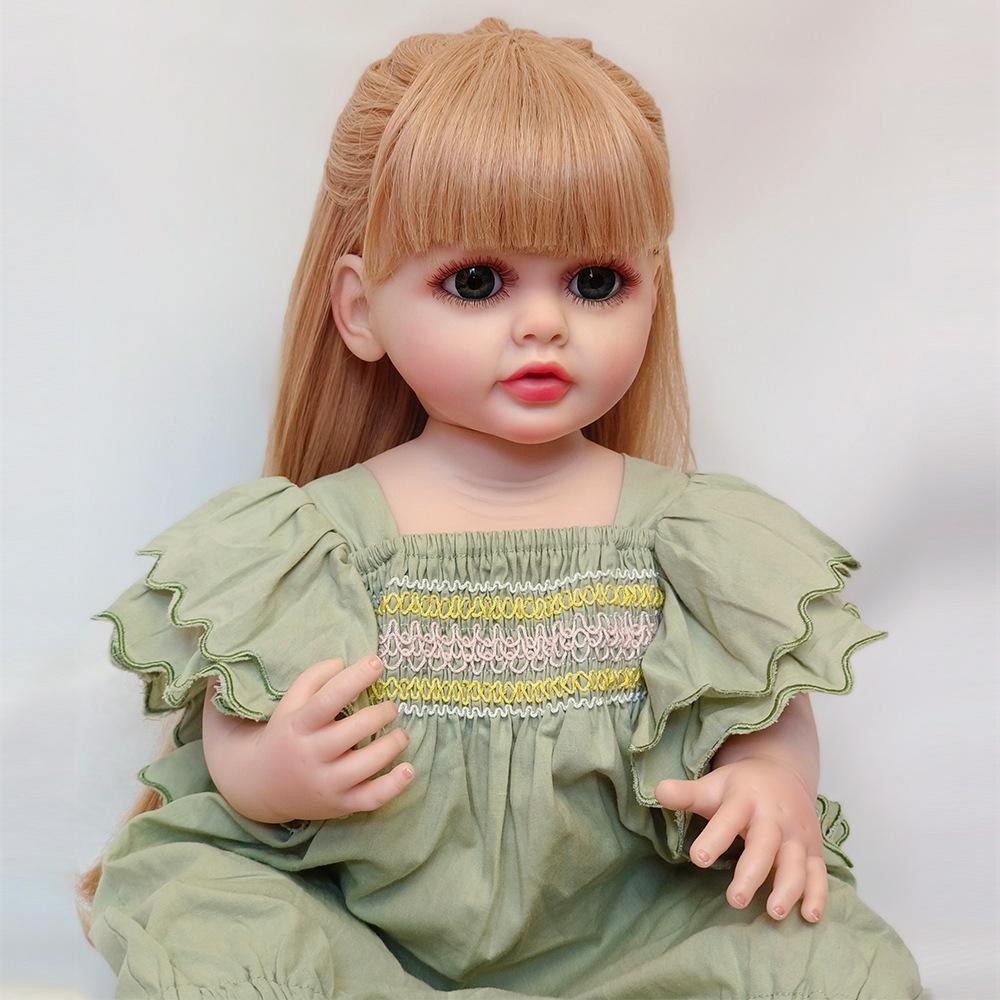 55CM Lalka Reborn z Pełnego Silikonu Można Wkładać do Wody Miła Słodka Betty Lalka Noworodka Wklejane Długie Włosy Lalki Symulacyjne dla Dzieci Prezent na Urodziny Boże Narodzenie