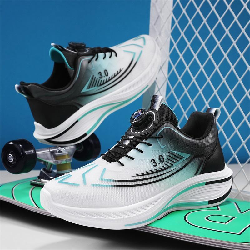 Men's Shoes Mesh Breathable Youth Casual Sports Shoes Rotating Button Lace-Free Non-Slip Running Shoes