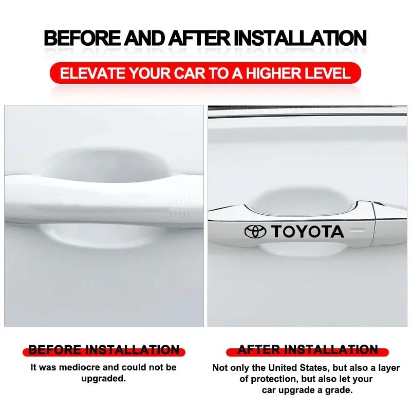 4Pcs Car Door Handle Stickers Tire Rear View Mirror Decals Emblem for Toyota Gr Trd Yaris Hilux Corolla Prius Avensis Emblem Auris Rav4