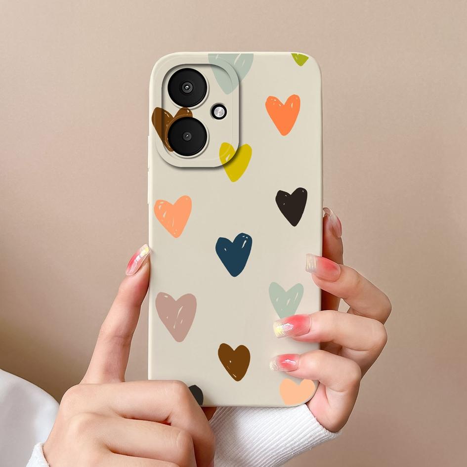 Luxury Love Heart Pattern Cover For Xiaomi Poco M6 4G 5G F5 X6 Pro F6 Bumper Camera Protection Soft Silicone Matte Anti Drop Pretty Housing For Xiaomi