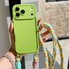 Crossbody Lanyard Braided Cord Liquid Silicone Case For iPhone 16 17 Pro Max 15 14 13 12 11 XR XS 7 8 Plus Necklace Strap Cover