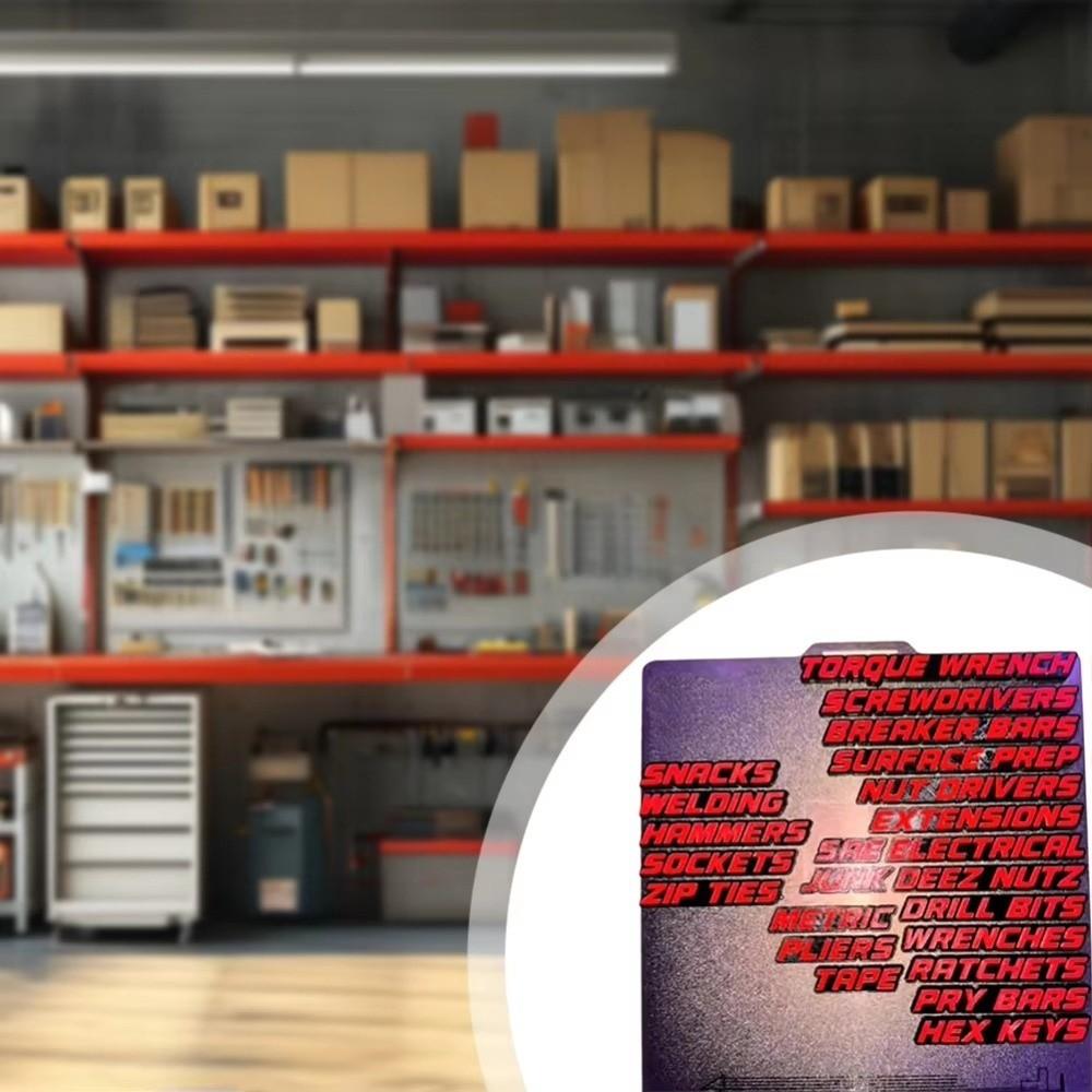 Portable 3D-Printed Tool Box Labels  For Steel Toolboxes Carts Drawers and Cabinets