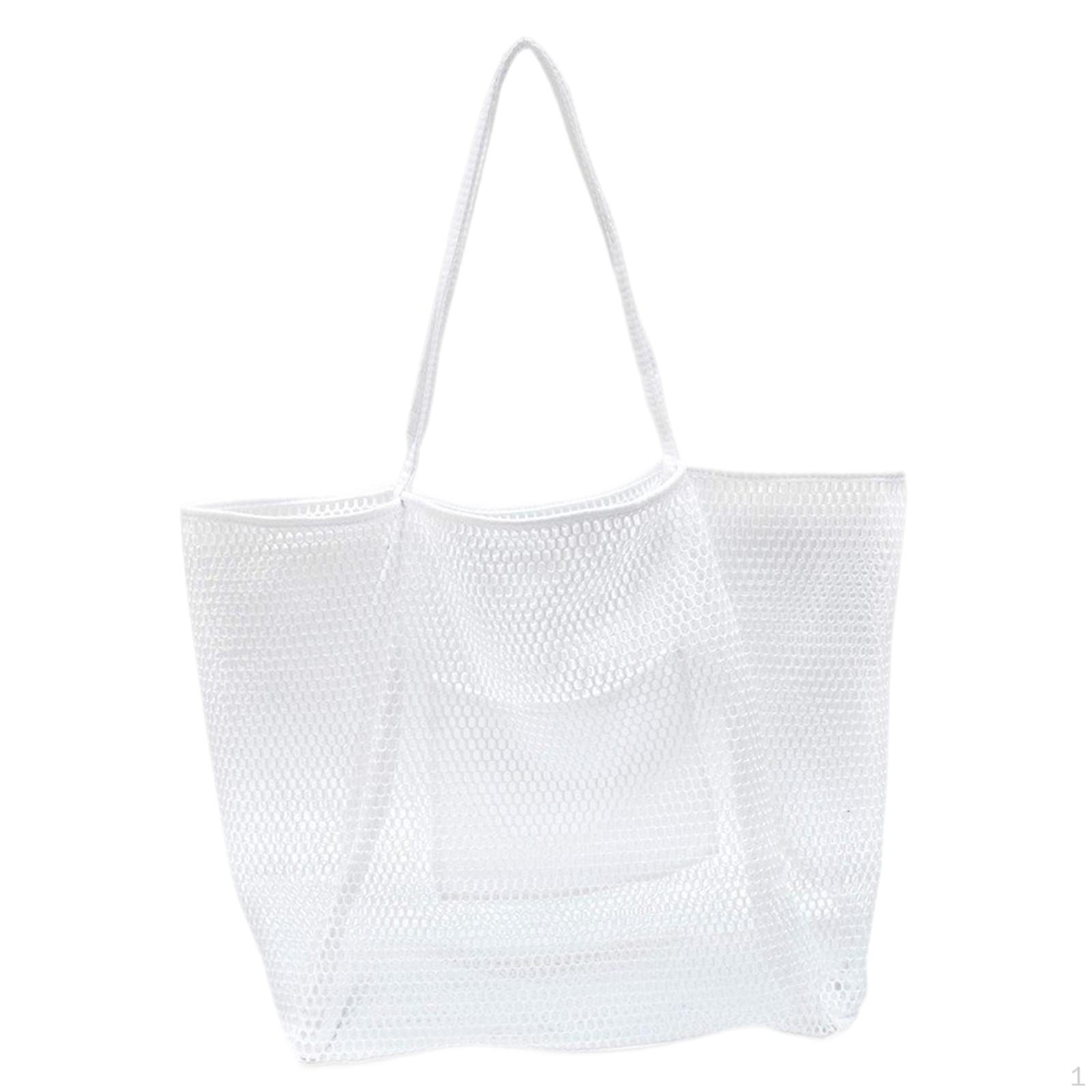 

Пляжная сумка через плечо Повседневная нейлоновая сетка для походов в магазин за продуктами Спортзал Пикник Плавание Улица белый