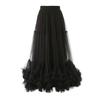 Mesh Yarn Midi Skirt High Elastic Waist Ruffles Trim A-line Skirt