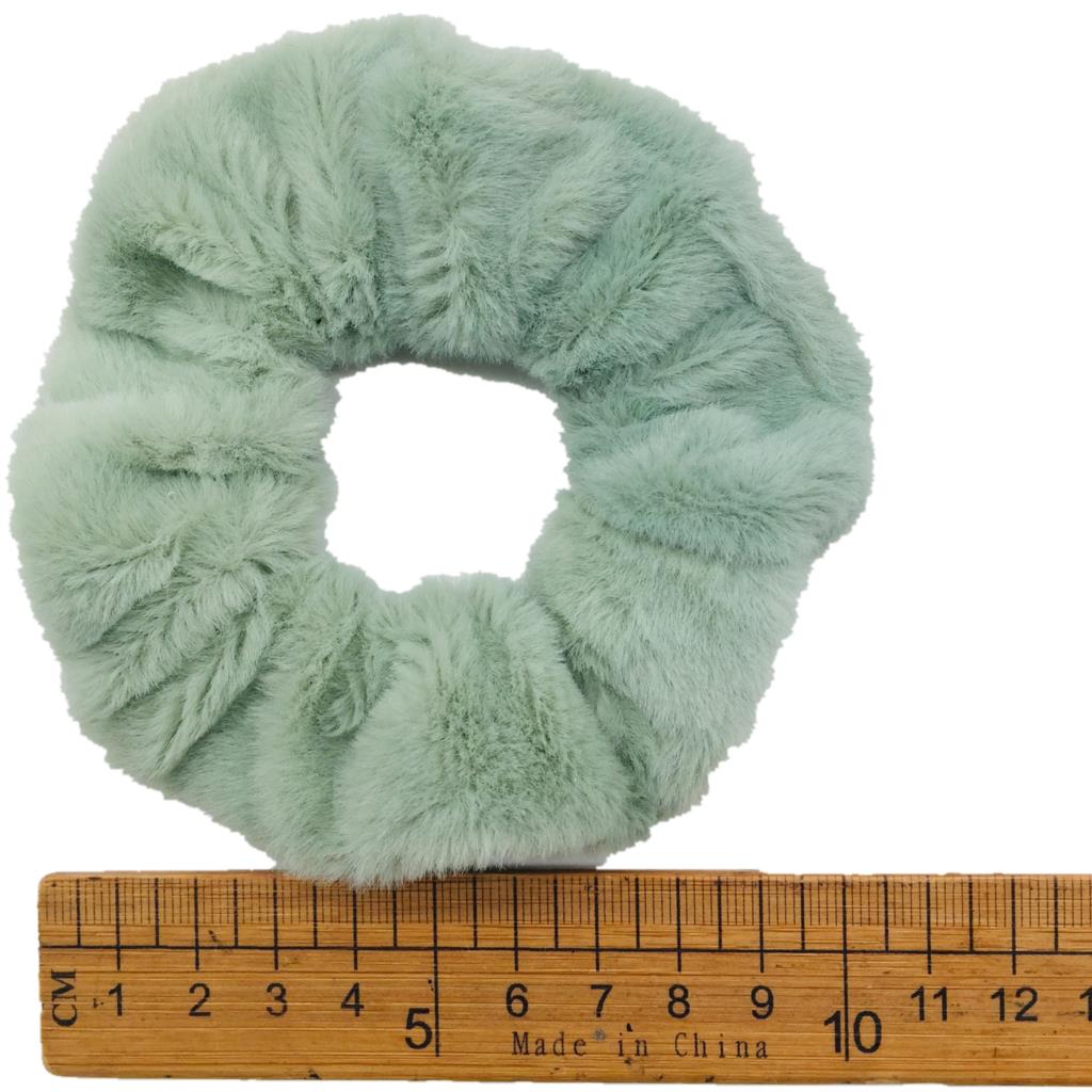 6pc Hair Scrunchies Furry Elastic Band Women Girl Ponytail Holder Rubber Ties Accessories Plush Faux Fur Soft Chiffon Headband