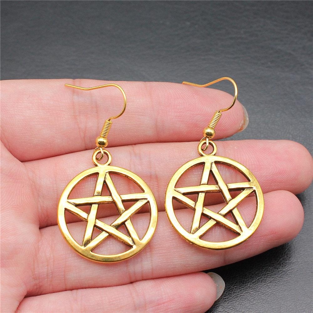 Bohemian Hot-Sale Star Moon Pentagram Circle Dangle Earrings Memorable Wedding Gift for Daily Style