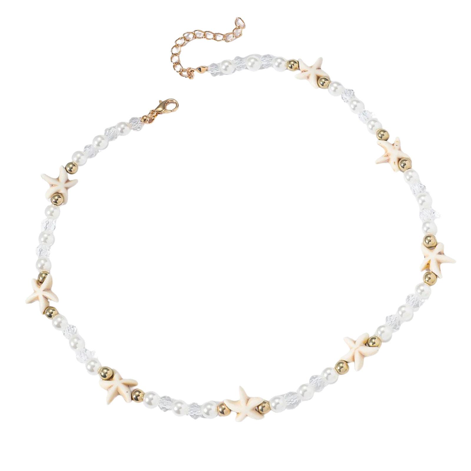 

Пляжные украшения Нежное ожерелье из океанических бусин Удобное украшение на шею Подходит для наряда в морском стиле белый