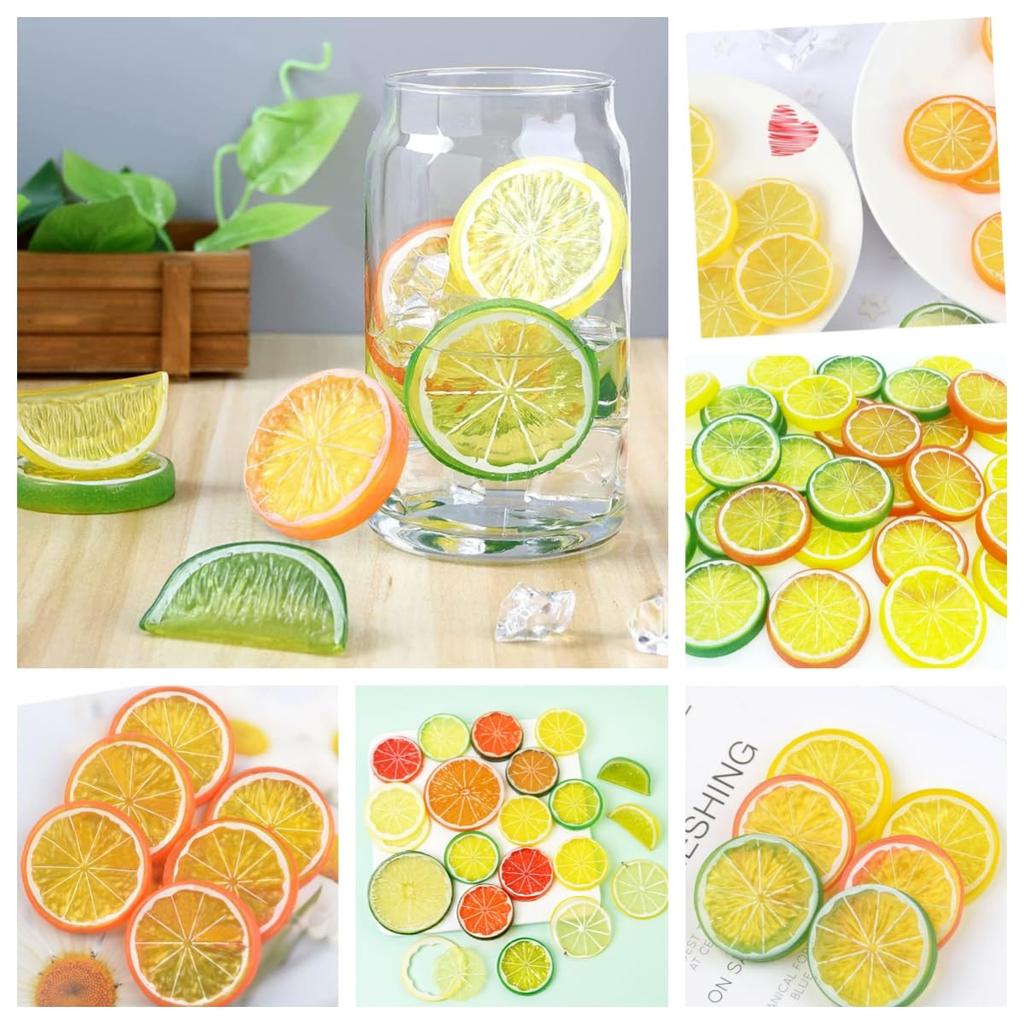 12-Piece Artificial Lemon Slices, Realistic Plastic Lemon Slices for DIY Photography, Mini Simulation Lemon Slices, Fake Fruit Model for Party,