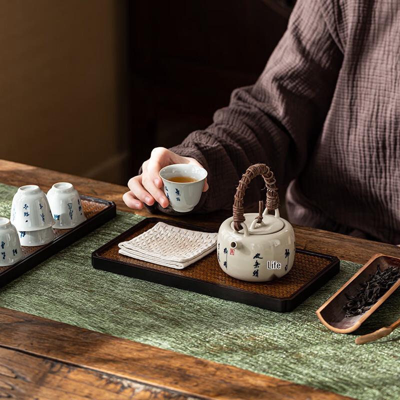Chinese Minimalist Single-Layer Heavy Bamboo Tea Tray