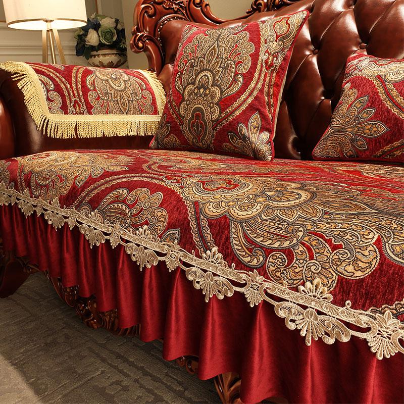 American Sofa Cushion Home Luxury Anti-slip Slipcover Four Seasons Universal Living Room Sofa Cover European Chenille Cushion