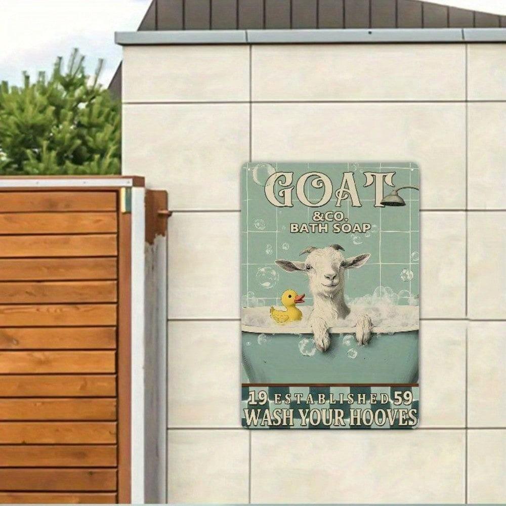 Vintage Goat Tin Sign Farmhouse Wall Art 8x12 Inch Retro Bathroom Decor Metal Plaque Funny Home Bar Cafe Man Cave Gift