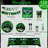 128pcs Video Game Party Supplies, Gaming Themed Tableware Set - Plates Paper Cups Banner etc Gaming Birthday Party Supplies