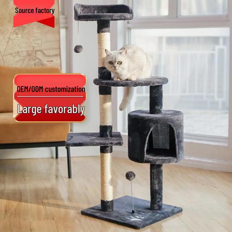 Katzenkletterbaum mit Bett, Baum, Regal, Sisal-Sprungplattform & Spielzeug