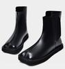 Men's Large Size High-Top Leather Boots: Fashionable Youth, Square Toe, Slip-On Chelsea Riding Boots (Sizes 45-47)