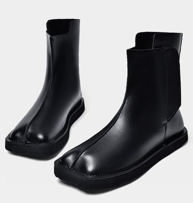 Men's Large Size High-Top Leather Boots: Fashionable Youth, Square Toe, Slip-On Chelsea Riding Boots (Sizes 45-47)