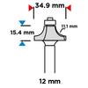 Shape cutter with bearing, rounding, HM, 34.9 x 15.4 mm, 12 mm shank