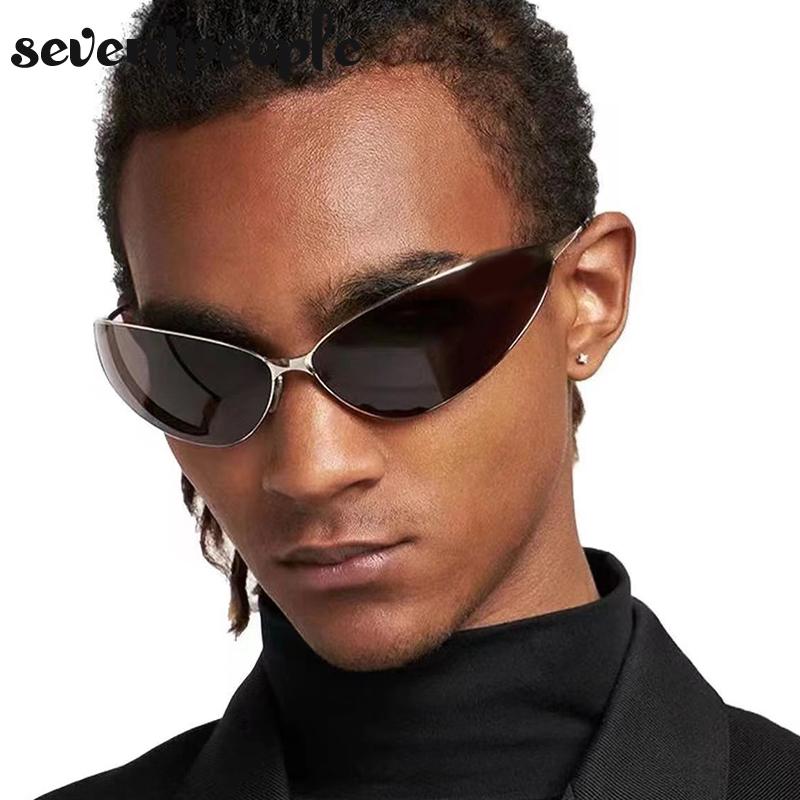 Polarized Cat Eye Y2K Sunglasses Men Women Luxury Brand Designer Fashion Small Oval Metal Frame Sun Glasses Vintage Eyewear